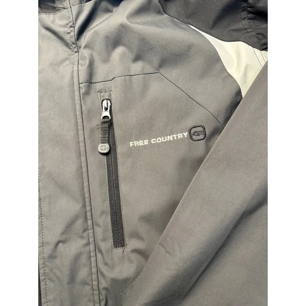 Free Country FC Xtreme Mens Jacket Grey Black White Hooded Size Large‎ Insulated